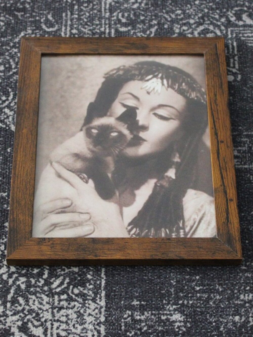 Framed Vivien Leigh Cleopatra Vintage Photo Print - Hollywood Glamour & Cat Art